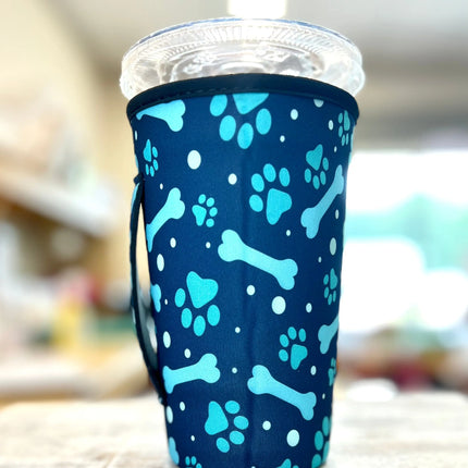 20 OZ Blue Paw Print Insulated Cup Cover Sleeve Kim's Korner Wholesale