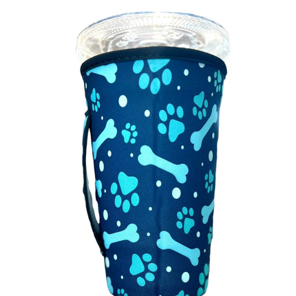 20 OZ Blue Paw Print Insulated Cup Cover Sleeve Kim's Korner Wholesale