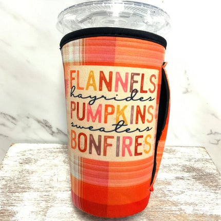 20 OZ Flannels Pumpkins Bonfires Fall Insulated Cup Cover - Kim's Korner Wholesale