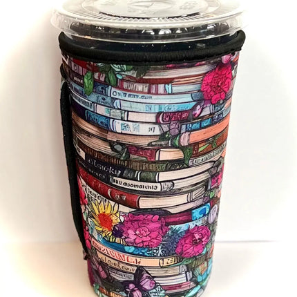 20 OZ Floral Book Stack Insulated Cup Cover Sleeve - Kim's Korner Wholesale