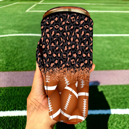 20 OZ Leopard Football  Insulated Cup Cover Sleeve Kim's Korner Wholesale
