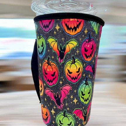 20 OZ Neon Pumpkin Halloween Insulated Cup Cover Sleeve Kim's Korner Wholesale