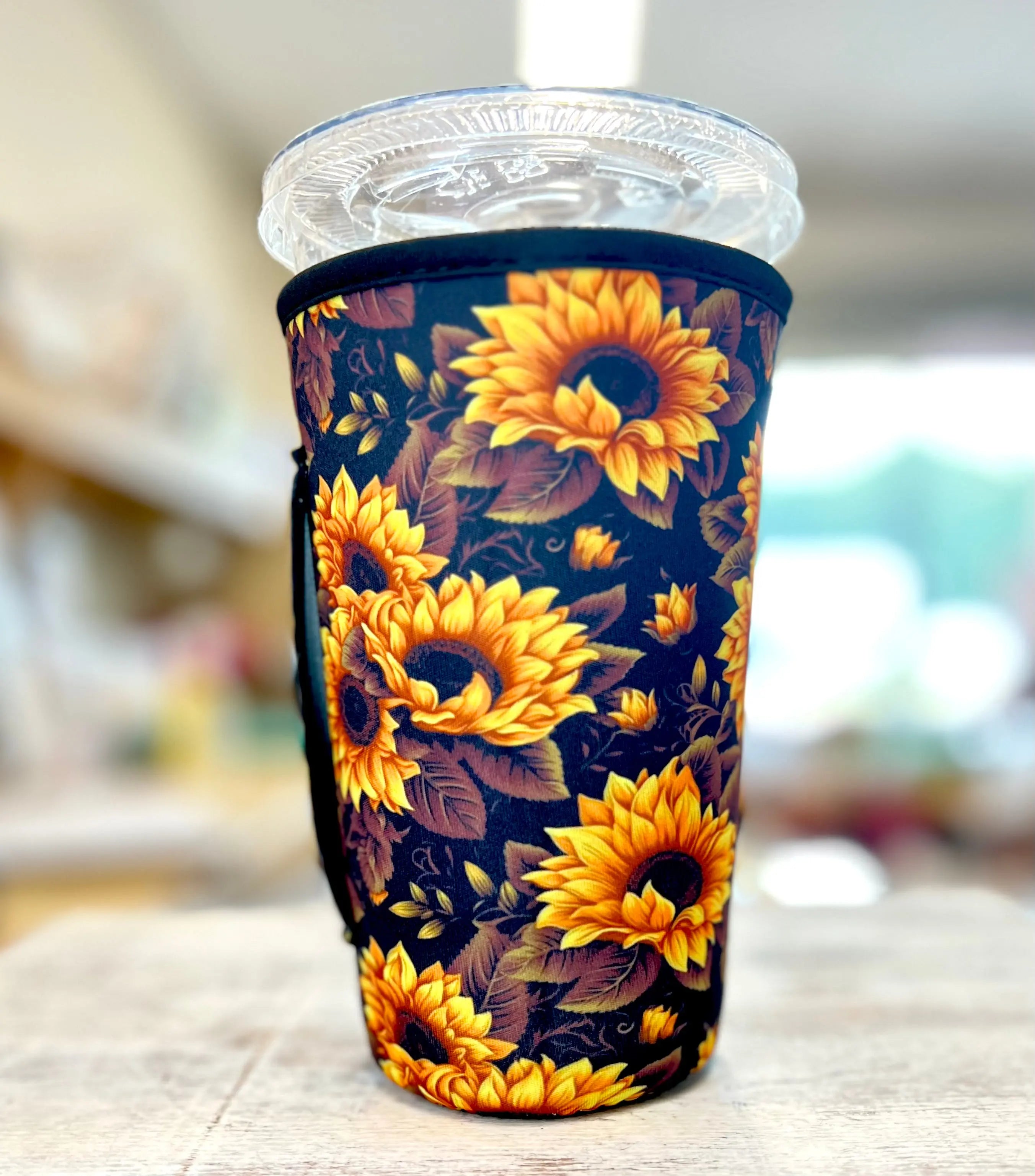 16 OZ Black Sunflower Cup Cover - Kim's Korner Wholesale
