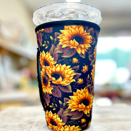 20 OZ New Black Sunflower Insulated Cup Cover Sleeve Kim's Korner Wholesale