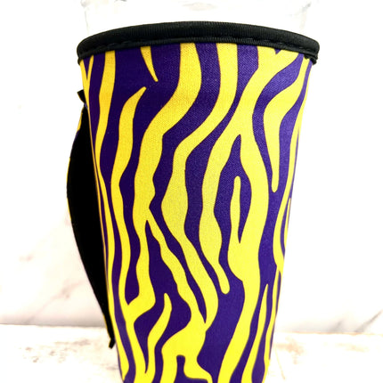 20 OZ Purple Gold Tiger Insulated Cup Cover Sleeve - Kim's Korner Wholesale