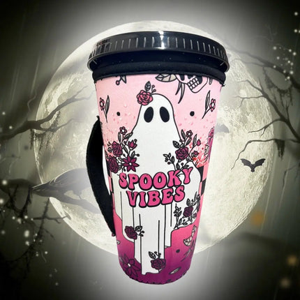 20 OZ Spooky Vibes Retro Ghost Insulated Cup Cover Sleeve Kim's Korner Wholesale