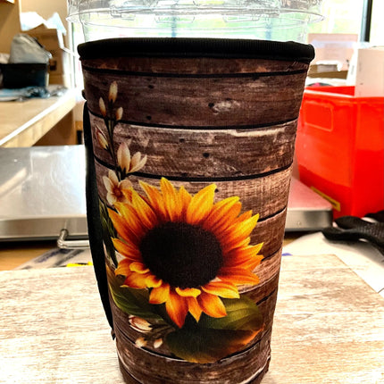 20 OZ Wood Panel Sunflower Insulated Cup Cover - Kim's Korner Wholesale