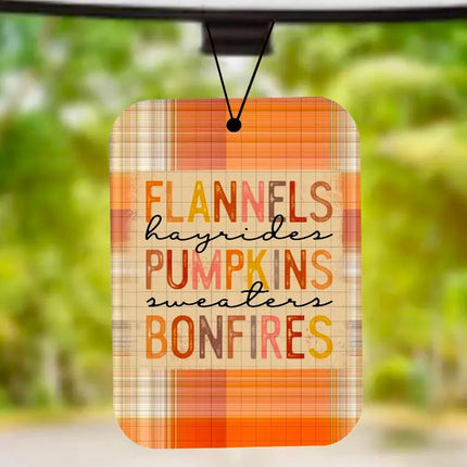 3 PACK Fall Flannels Pumpkins Bonfires ~ Car Air Freshener Freshie ~ Jasmine Kim's Korner Wholesale