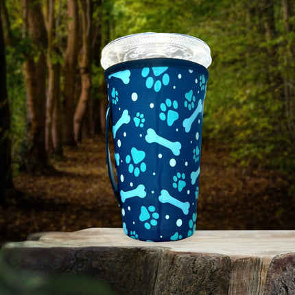 30 OZ Blue Paw Print  Insulated Cup Cover Sleeve Kim's Korner Wholesale