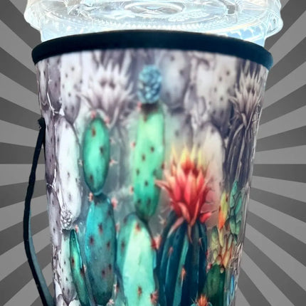 30 OZ Poppin Cactus Watercolor  Insulated Cup Cover Sleeve Kim's Korner Wholesale
