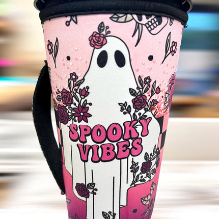 30 OZ Spooky Vibes Retro Ghost Insulated Cup Cover Sleeve Kim's Korner Wholesale