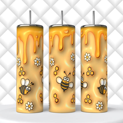 Bees & Honey ~20 OZ 3D Puff Design Tumbler - Kim's Korner Wholesale