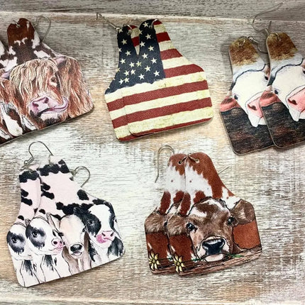 Cow Tag Drop Earrings - Kim's Korner Wholesale