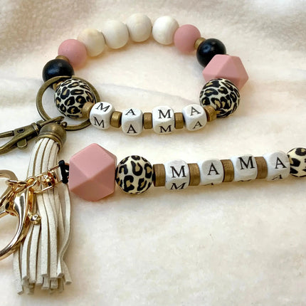 Custom Leopard MAMA Keychain OR Bracelet - Kim's Korner Wholesale