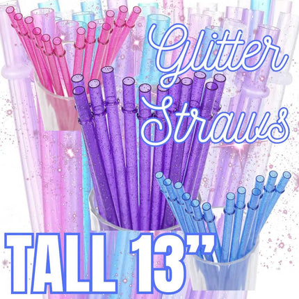 RESERVE Extra TALL 13" Glitter Reusable Plastic Ind Wrapped Straws Due 9/9 Kim's Korner Wholesale