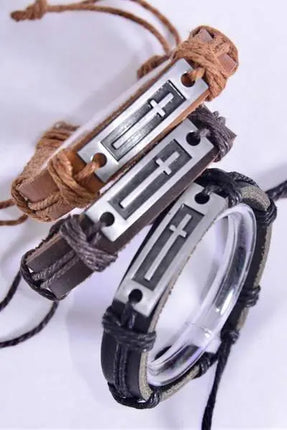 Genuine Leather CROSS Bracelet ~ new item! - Kim's Korner Wholesale