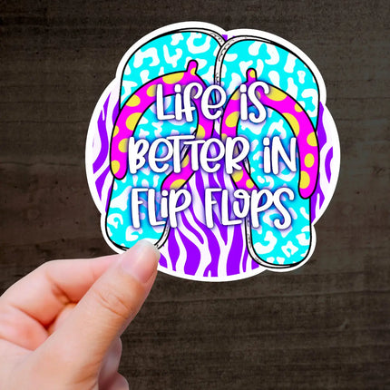 Life is better in Flip Flops 🧋 Exclusive Custom Vinyl Sticker 10 Pack - Kim's Korner Wholesale