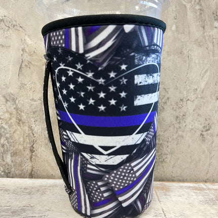 NEW** 20 OZ BLUE LINE HEART Insulated Cup Cover Kim's Korner Wholesale