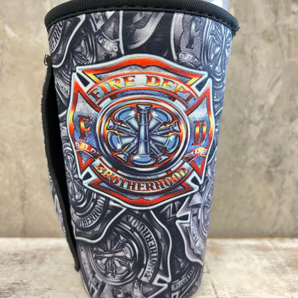 NEW** 20 OZ FIRE FIGHTER BADGE Insulated Cup Cover Kim's Korner Wholesale