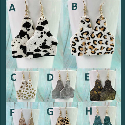 New Textured Cow Tag Earrings! ~Genuine Leather Kim's Korner Wholesale