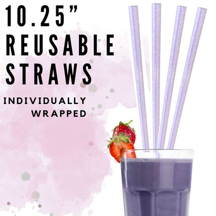 Purple Abstract 10.25" Long Printed Plastic Straws ~ IND WRAPPED - Kim's Korner Wholesale