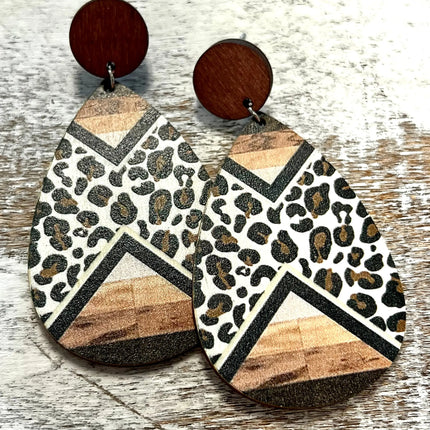 Rich Wood Leopard Accent Earrings ~ these are A+ and *new* Kim's Korner Wholesale