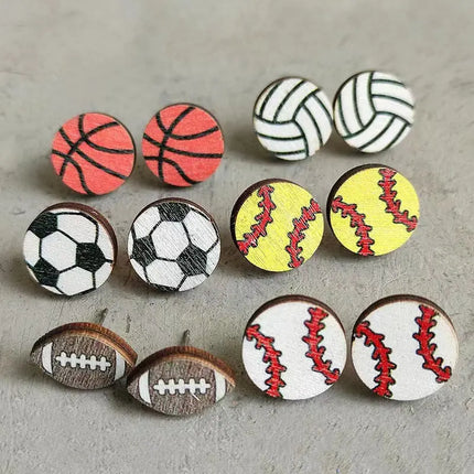 Sports Balls Painted Wood Stud Earrings *new new new* Kim's Korner Wholesale