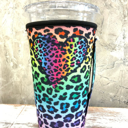 20 OZ Leopard COLORFUL Heart ~ Insulated Cup Cover - Kim's Korner Wholesale