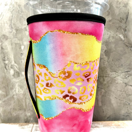 20 OZ Watercolor Leopard Insulated Cup Cover Sleeve - Kim's Korner Wholesale