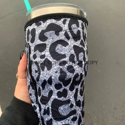 30 OZ Black Leopard Shimmer Insulated Cup Cover - Kim's Korner Wholesale