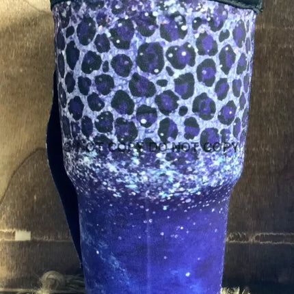 30 OZ Blue Leopard Bling Cup Cover - Kim's Korner Wholesale