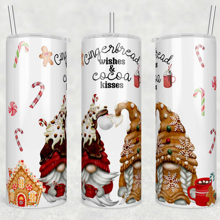 Gingerbread Wishes & Cocoa Kisses Gnome Christmas ~ 20 OZ Tumbler - Kim's Korner Wholesale