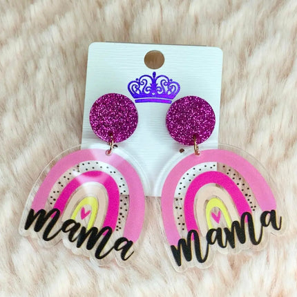 NEW Glitter Mom & Mama Earrings / Keychains Kim's Korner Wholesale