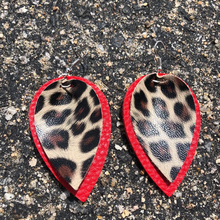 RTS  Triple Layer Leopard Tear Drop Earrings Kim's Korner Wholesale