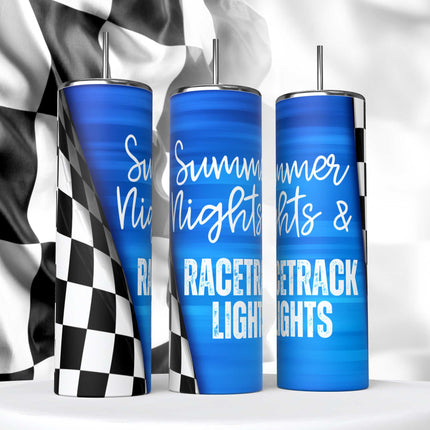 Racing Summer Nights Racetracks Lights Exclusive ~ 20 OZ Tumbler - Kim's Korner Wholesale