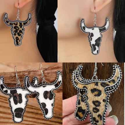 True Western Wear~ Iron Bullskull Drop Earrings Kim's Korner Wholesale